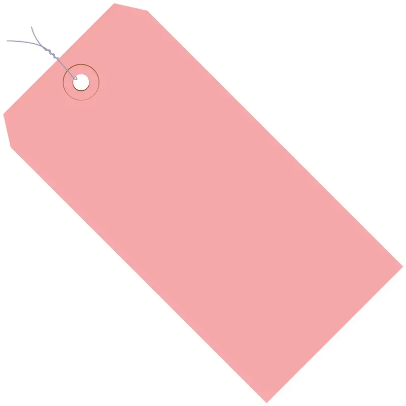 4 3/4 x 2 3/8" Pink 13 Pt. Shipping Tags - Pre-Wired (G11053J) Case Of 1000