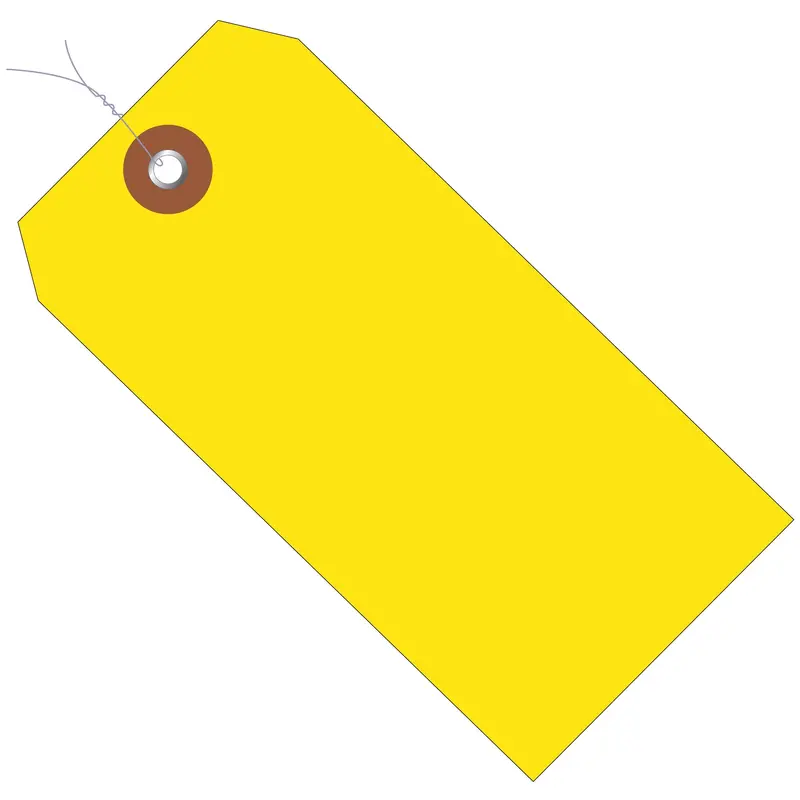 4 3/4 x 2 3/8" Yellow Plastic Shipping Tags - Pre-Wired (G26052W) Case Of 100