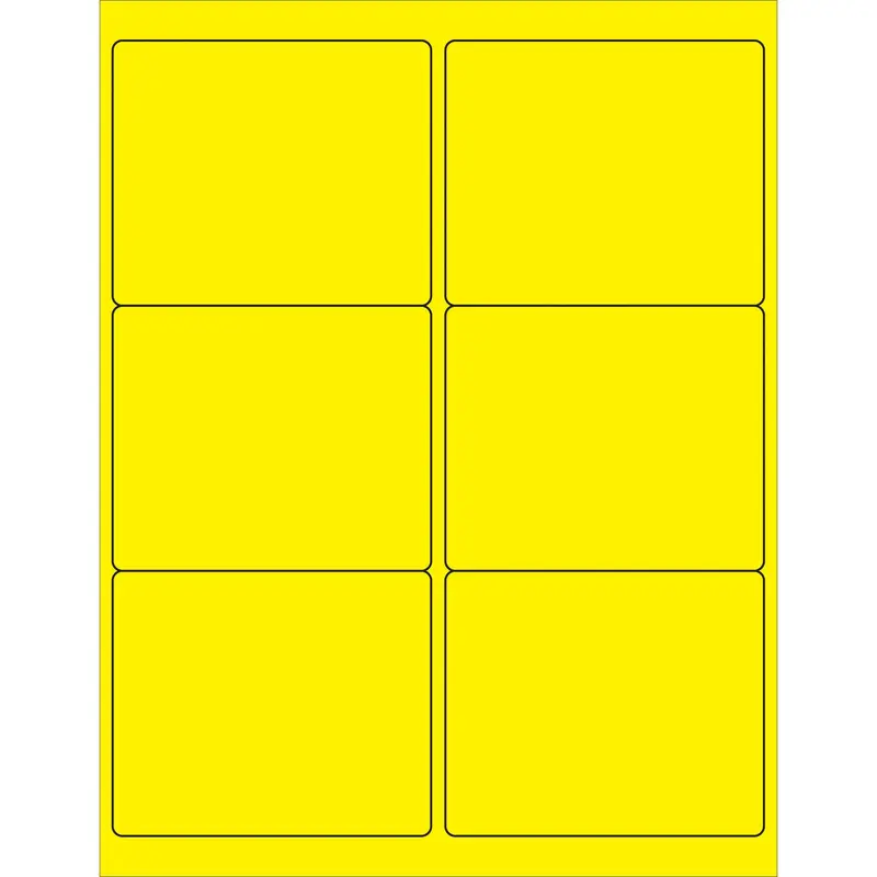4 x 3 1/3" Fluorescent Yellow Rectangle Laser Labels (LL180YE) Case Of 600