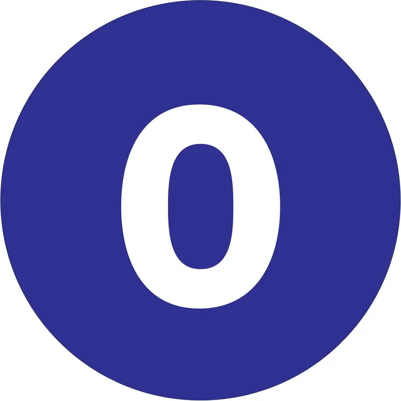 4" Circle - "0" (Dark Blue) Number Labels (DL1357) Roll Of 500