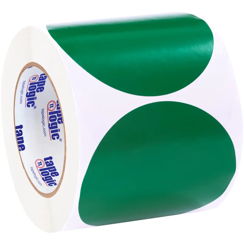 4" Green Inventory Circle Labels (DL615D) Roll Of 500