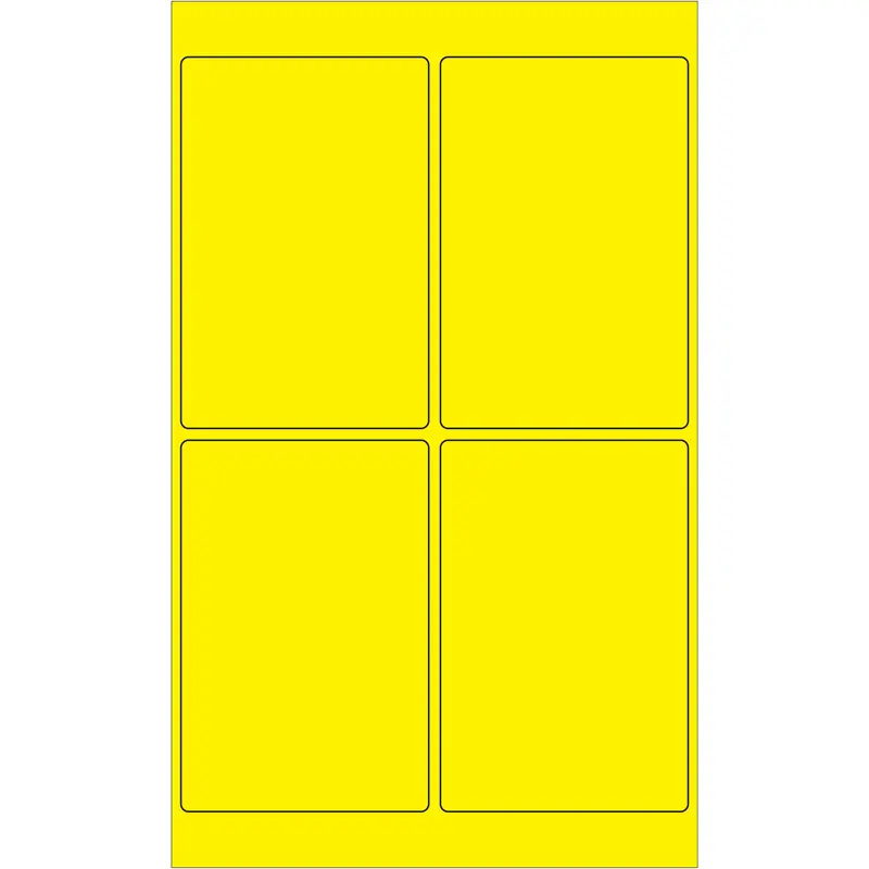 4 x 6" Fluorescent Yellow Rectangle Laser Labels (LL186YE) Case Of 400