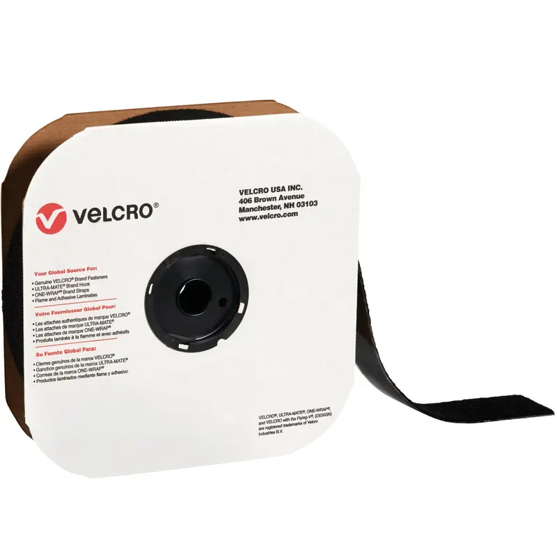 4" x 75' - Loop - Black VELCRO Brand Tape - Individual Strips (VEL163) Each