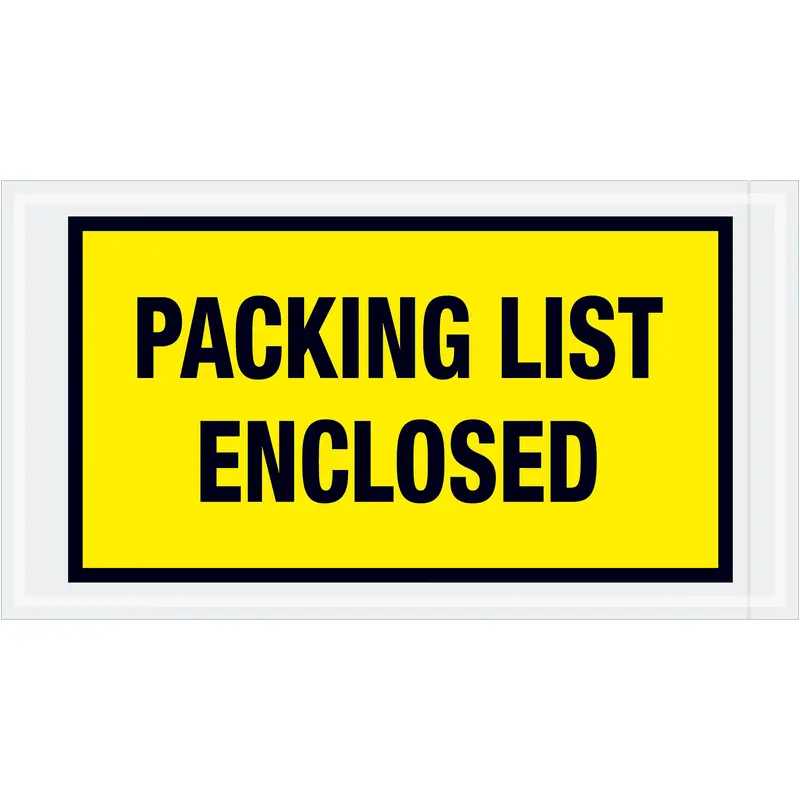 5 1/2 x 10" Yellow "Packing List Enclosed" Envelopes (PL425) Case Of 1000