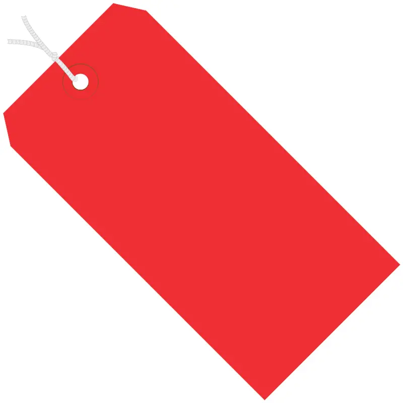 5 3/4 x 2 7/8" Red 13 Pt. Shipping Tags - Pre-Strung (G11072E) Case Of 1000