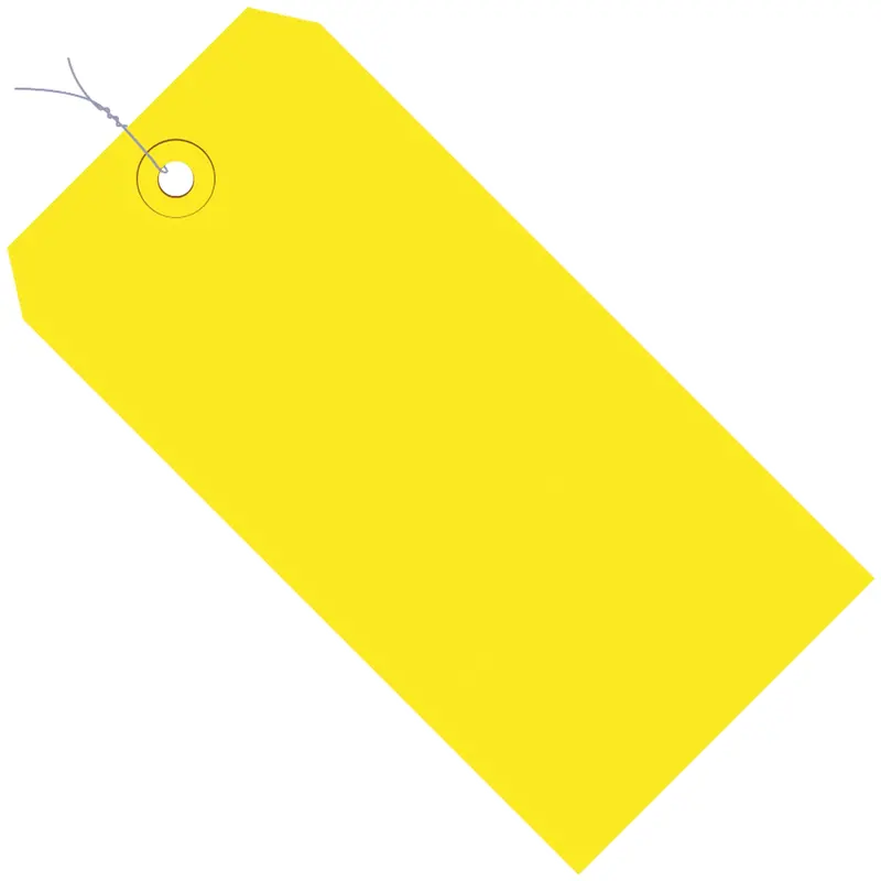 5 3/4 x 2 7/8" Yellow 13 Pt. Shipping Tags - Pre-Wired (G11073C) Case Of 1000