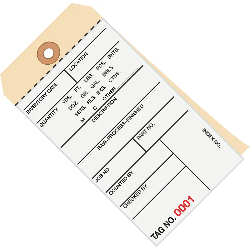 6 1/4 x 3 1/8" - (10000-10499) Inventory Tags 2 Part Carbonless # 8 (G15211) Case Of 500