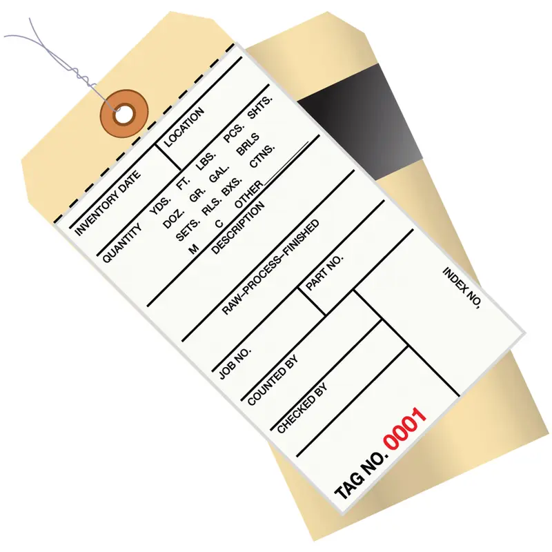 6 1/4 x 3 1/8" - (4500-4999) Inventory Tags 2 Part Carbon Style #8 - Pre-Wired (G17103) Case Of 500