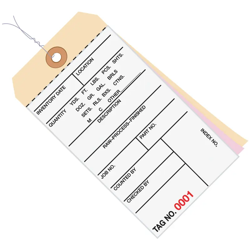 6 1/4 x 3 1/8" - (4500-4999) Inventory Tags 3 Part Carbonless #8 - Pre-Wired (G16103) Case Of 500