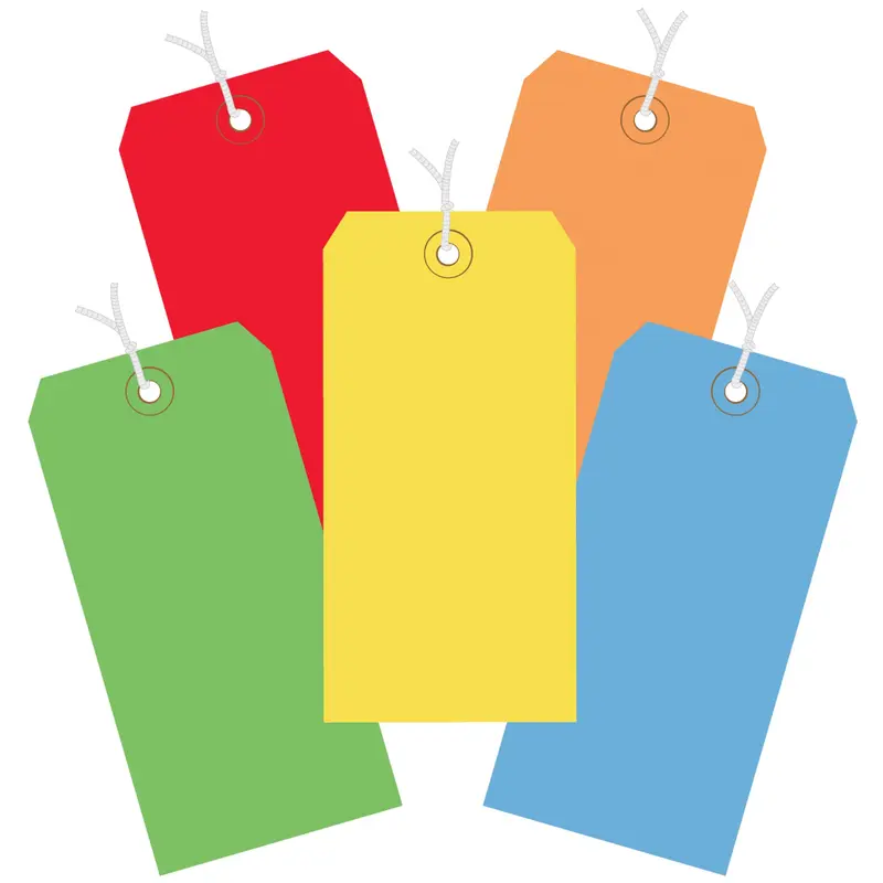 6 1/4 x 3 1/8" Assorted Color 13 Pt. Shipping Tags - Pre-Strung (G21002) Case Of 1000