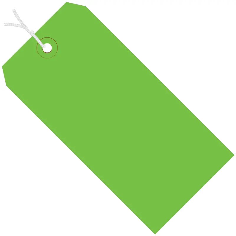 6 1/4 x 3 1/8" Green 13 Pt. Shipping Tags - Pre-Strung (G11082D) Case Of 1000