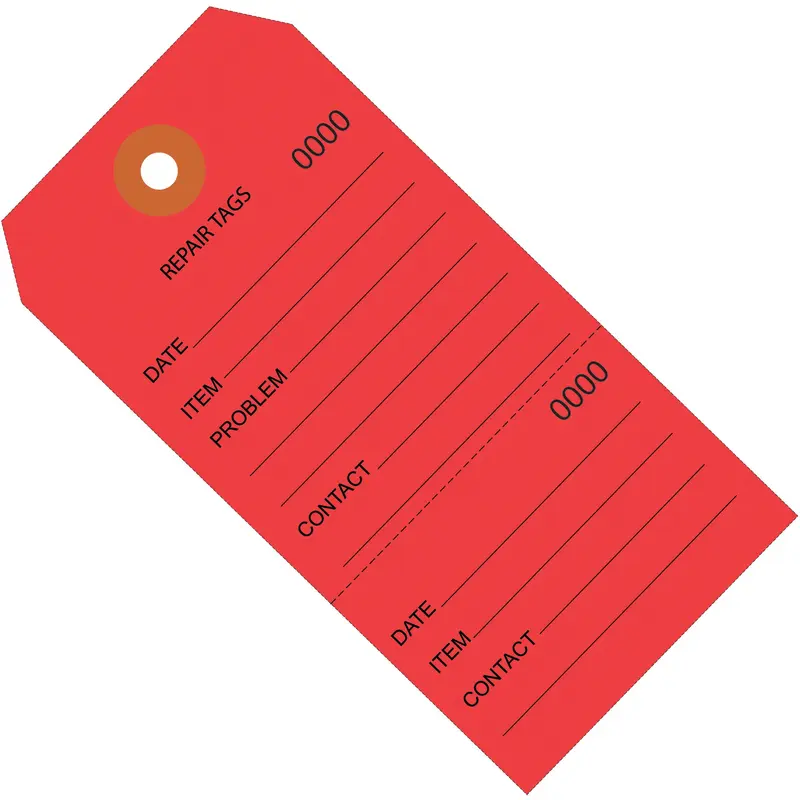 6 1/4 x 3 1/8" Red Repair Tags Consecutively Numbered (G26203) Case Of 1000