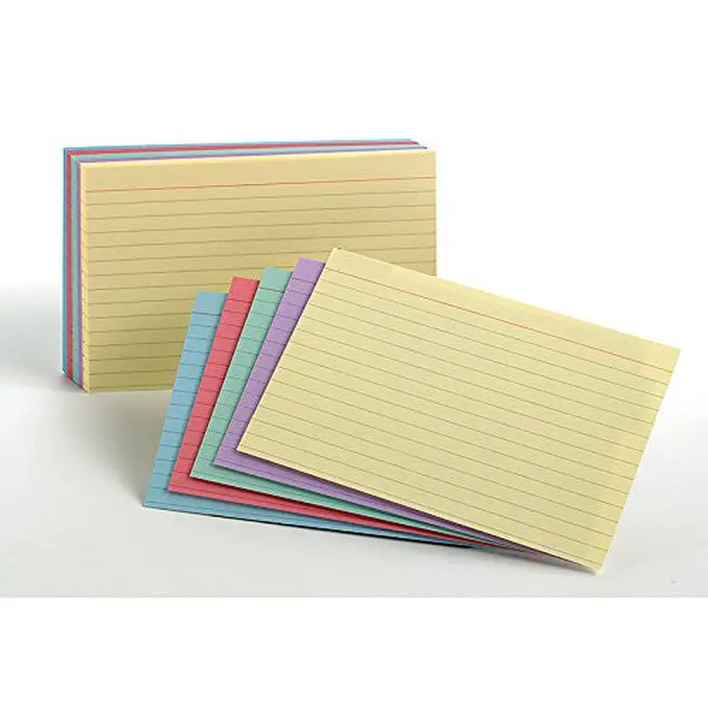 INDEX CARD RULED ASSORTED COLORS 4" X 6" PQ.100