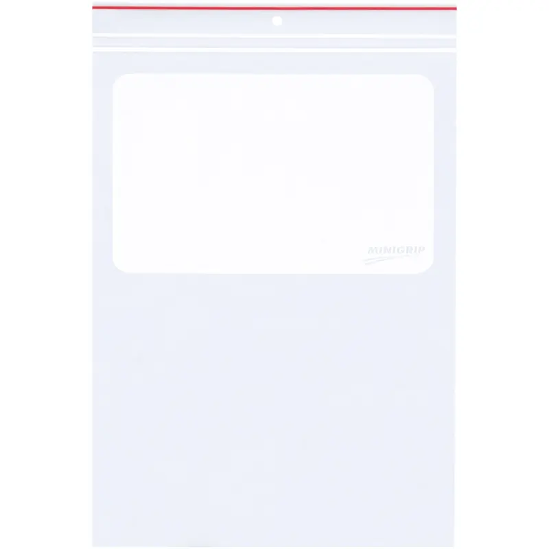 6 x 9" - 4 Mil Minigrip White Block Reclosable Poly Bags w/ Hang Holes (MG4025) Case Of 1000