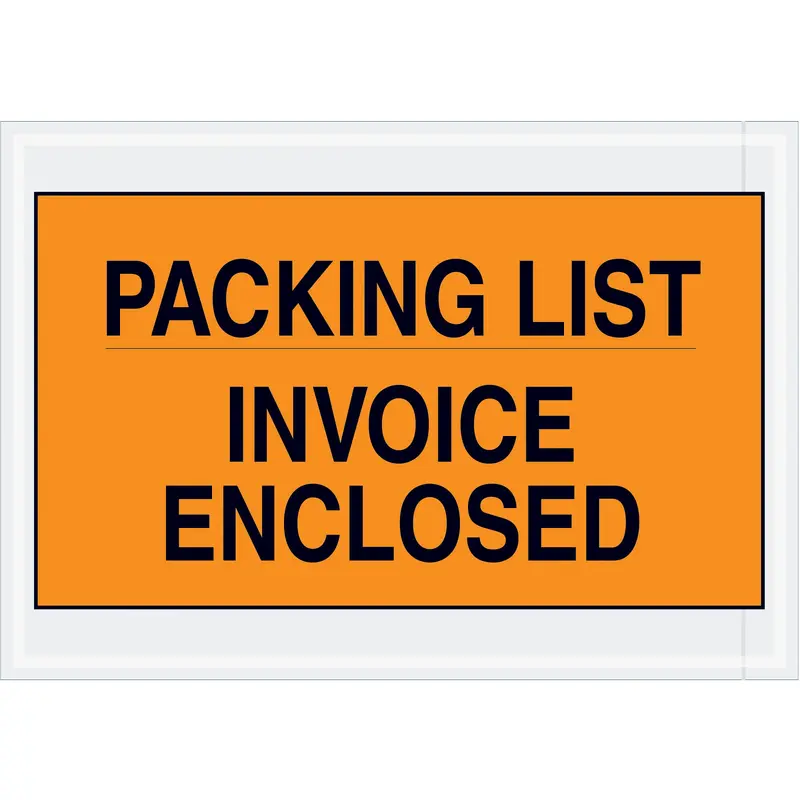7 x 10" Orange "Packing List/Invoice Enclosed" Envelopes (PL419) Case Of 1000