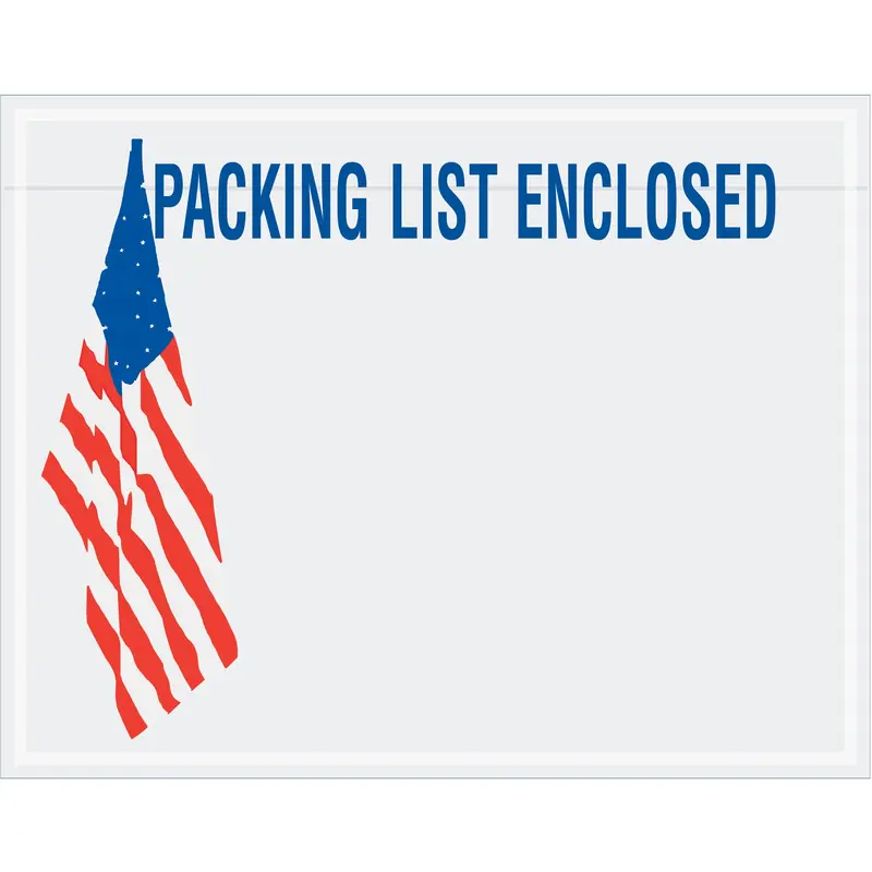 7 x 5 1/2" U.S.A. Flag "Packing List Enclosed" Envelopes (PL468) Case Of 1000