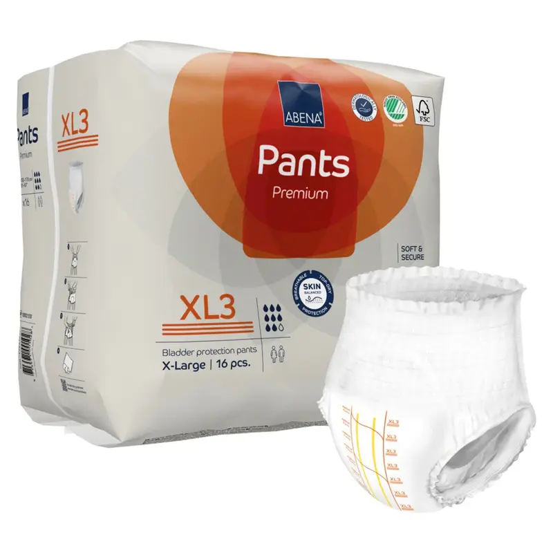 Abena Premium Pants XL3 Unisex Adult Absorbent Underwear Pull On with Tear Away Seams X-Large Disposable Heavy Absorbency (1218238_CS) 96/CS