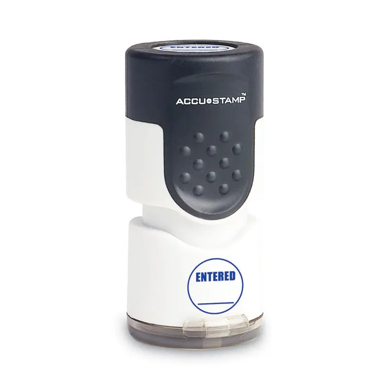 ACCUSTAMP Pre-Inked Round Stamp, ENTERED, 0.63" dia, Blue (COS035656) Each