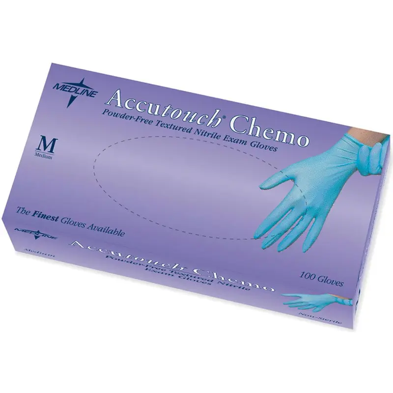 Accutouch Chemo Powder-Free Blue Nitrile Exam Gloves, Size M, 1000/CS (MDS192085) Case of 1000