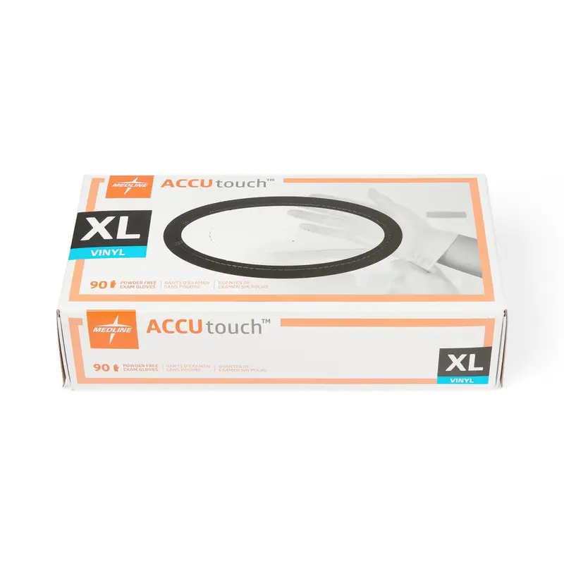 Accutouch Synthetic Powder-Free Clear Vinyl Exam Gloves, Size XL, 90/BX (MDS192077PH) Box of 90