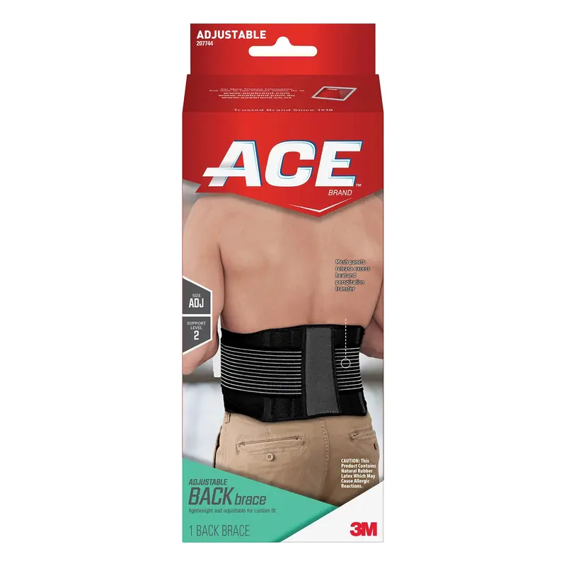 Ace Back Support One Size Fits Most Hook and Loop Closure Up to 48 Inch Waist Circumference Adult (1084238_BX) 12/BX