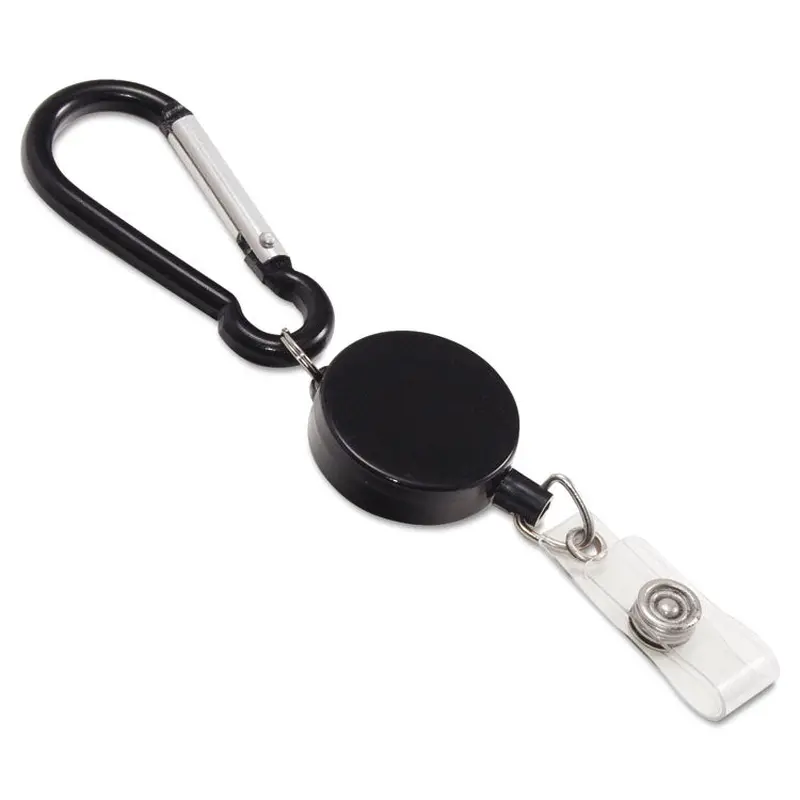 Advantus Metal Badge Reel/Carabiner Set, 24" Extension, Black, 5/Pack (AVT76349) Pack of 5