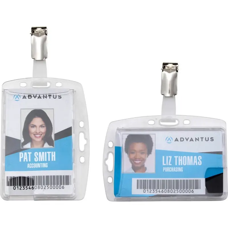 Advantus Plastic ID Card Holders - Horizontal/Vertical - Plastic - 25 / Pack - Clear - Rotating Clip (AVT76130) Pack of 25