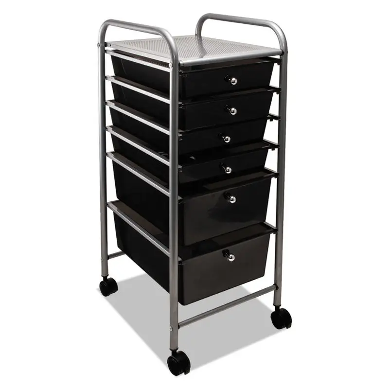 Advantus Portable Drawer Organizer, Metal, 1 Shelf, 6 Drawers, 13" x 15.38" x 32.13", Matte Gray/Smoke (AVT34005) Each
