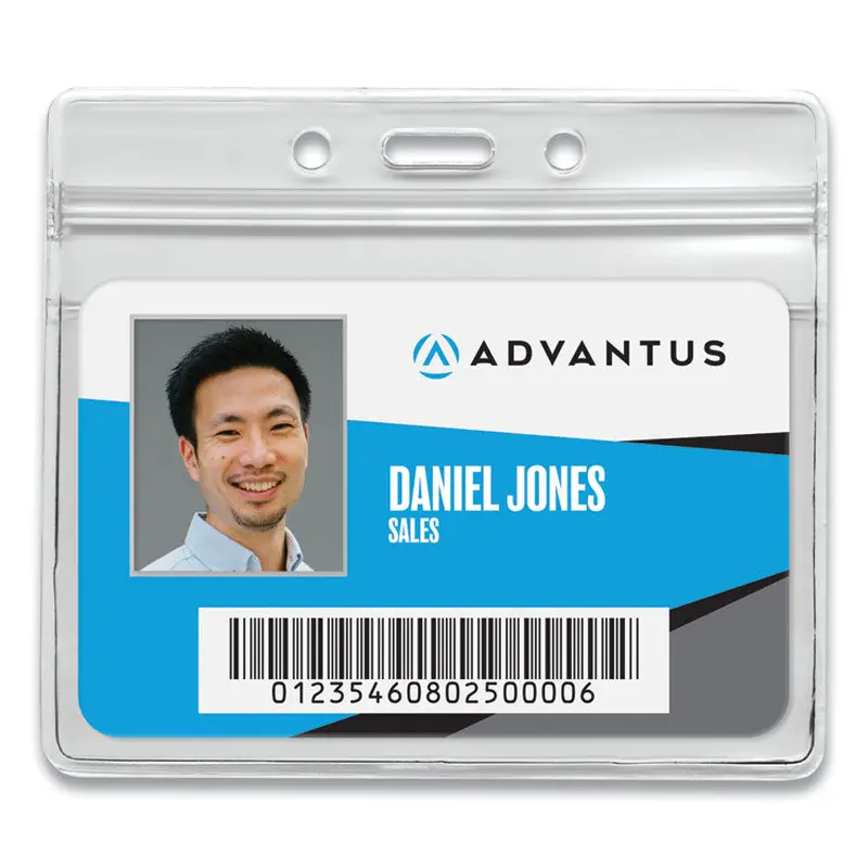 Advantus Resealable ID Badge Holders, Horizontal, Frosted 4.13" x 3.75" Holder, 3.75" x 2.62" Insert, 50/Pack (AVT75523) Box of 50