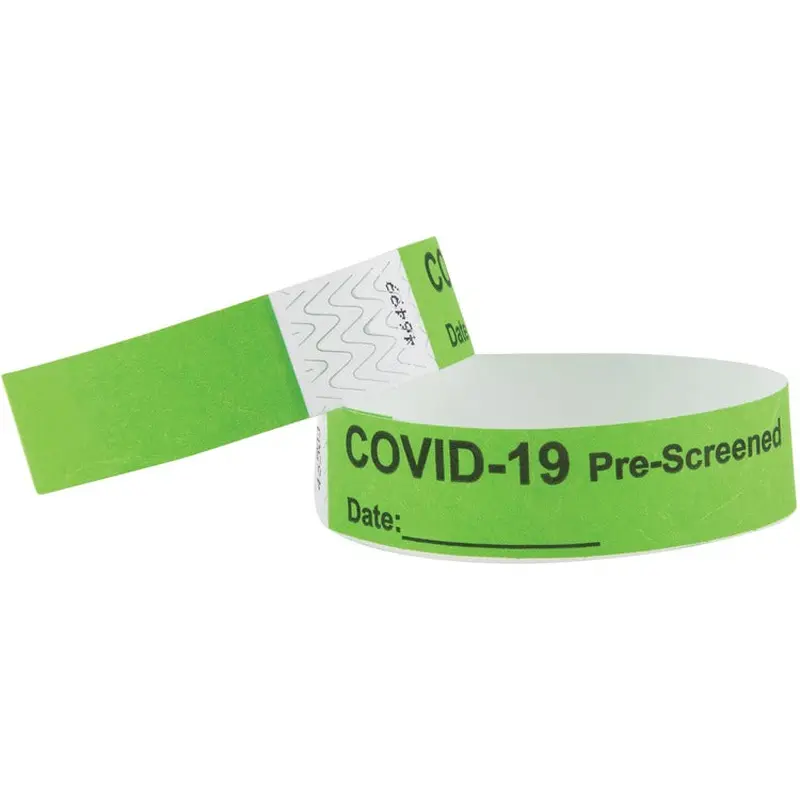 Advantus Wrist Band, Tyvek, Prescreen, 1/5"x6-1/2"Lx10-1/4" ,100/PK,GN (AVT76097) Pack of 100