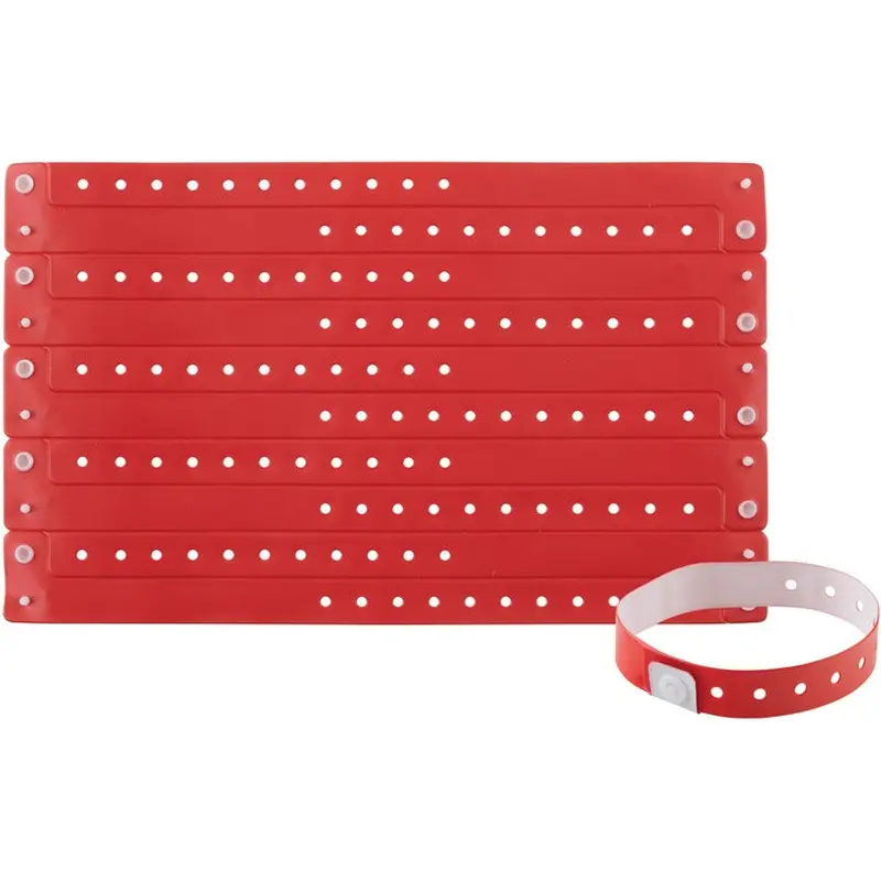 Advantus Wristbands, Vinyl, 3/5"Wx9-3/4"Lx1/50"H, 100/PK, Red (AVT97761) Pack of 100