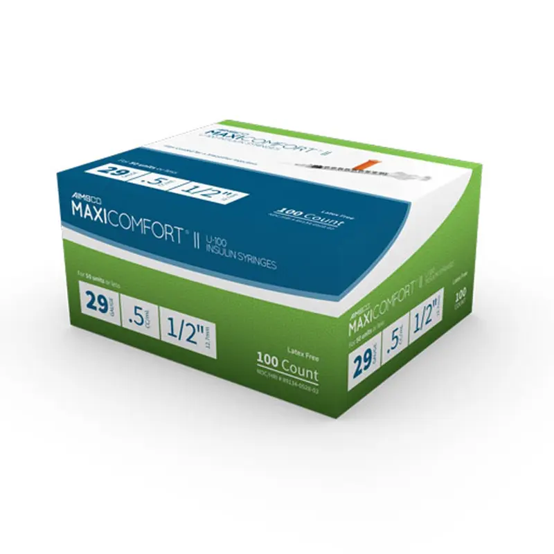 AIMSCO Standard Insulin Syringe with Needle 0.5 mL 1/2 Inch 29 Gauge NonSafety Ultra Thin Wall (1182681_CS) 500/CS