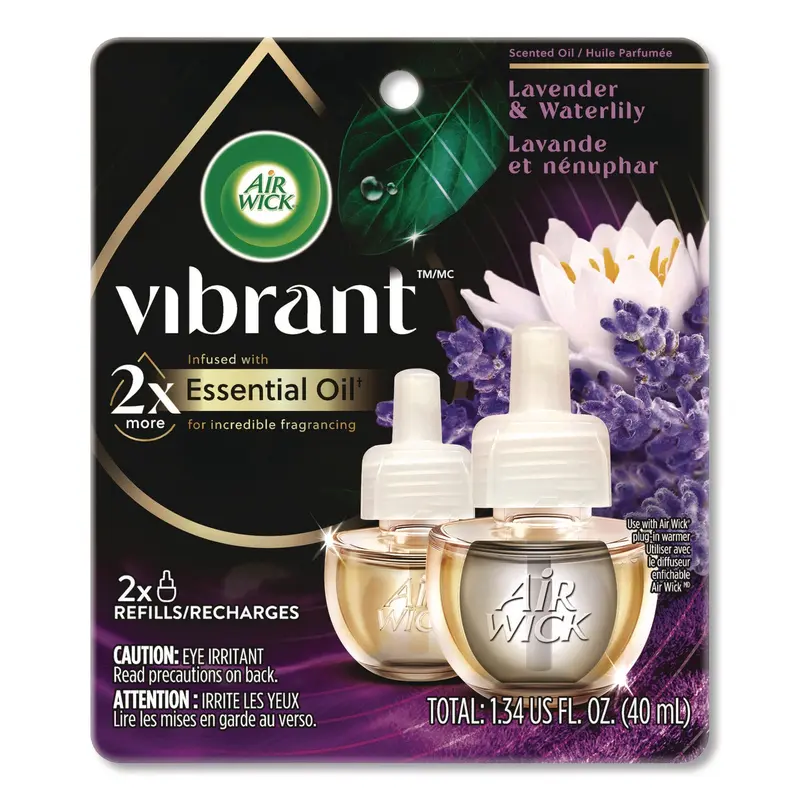 Air Wick Scented Oil Refill, Lavender and Waterlily, 0.67 oz, 2/Pack (RAC6233803076) Pack of 2