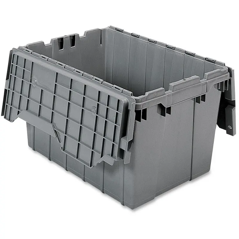 Akro-Mils Attached Lid Container, 12 Gal, Gray (AKM39120GREY) Each