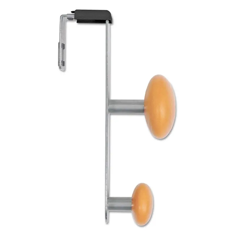 Alba Cubicle Garment Peg, 2-Hook, 1.2 x 1.38 x 7.9, Wood, Metallic Gray, 1.5 lb Capacity (ABAPM2PARTBO) Each