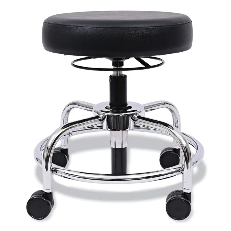 Alera Alera HL Series Height-Adjustable Utility Stool, Backless, Supports Up to 300 lb, 24" Seat Height, Black Seat, Chrome Base (ALECS614) Each