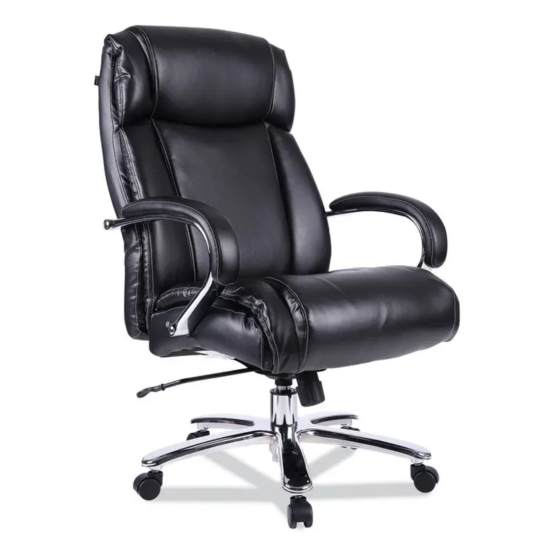 Alera Alera Maxxis Series Big/Tall Bonded Leather Chair, Supports 500 lb, 21.42" to 25" Seat Height, Black Seat/Back, Chrome Base (ALEMS4419) Each