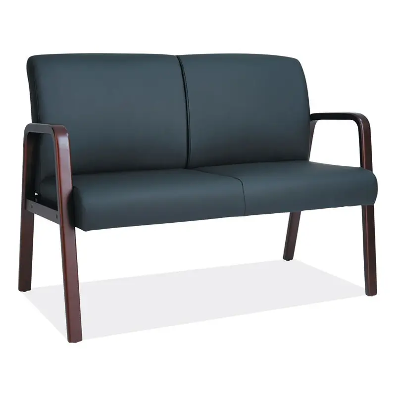 Alera Alera Reception Lounge Series Wood Loveseat, 44.88w x 26.13d x 33h, Black/Mahogany (ALERL2219M) Each