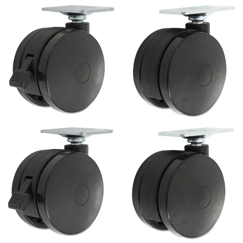 Alera Casters for Height-Adjustable Table Bases, Grip Ring Stem, 2" Wheel, Black, 4/Set (ALEHT3004) Set of 4