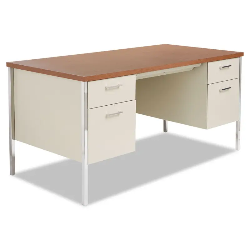 Alera Double Pedestal Steel Desk, 60" x 30" x 29.5", Cherry/Putty (ALESD6030PC) Each