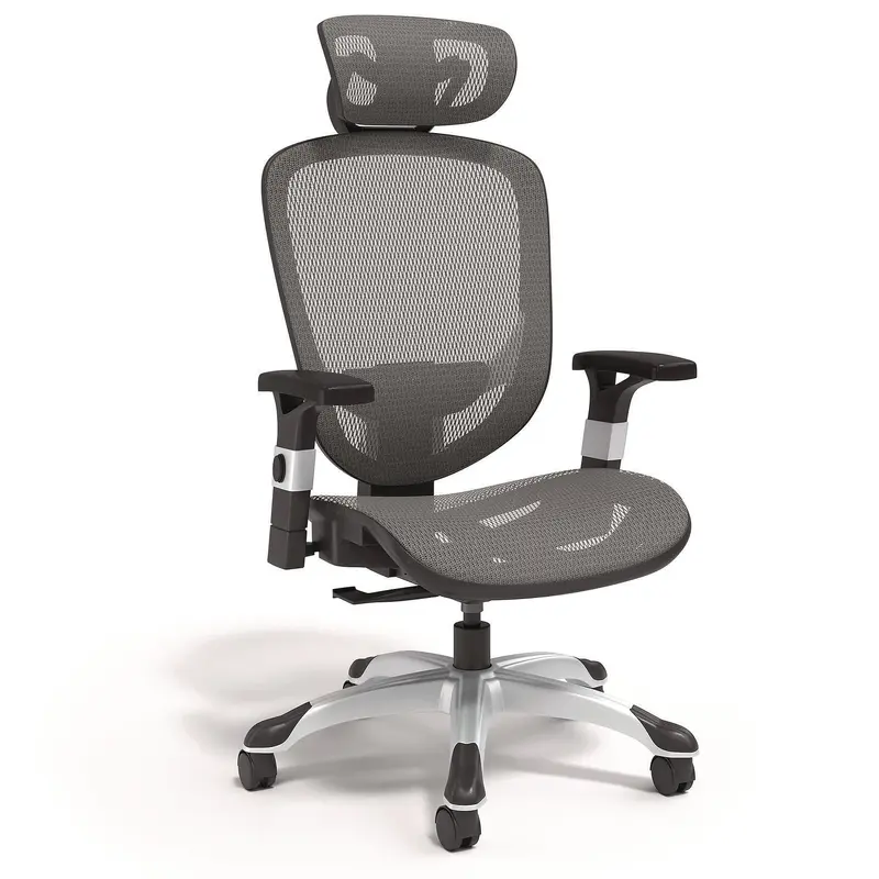 Alera Minerva Ergonomic Mesh Swivel Task Chair, Supports Up to 275 lb, 17.24 to 20.98 Seat Height, Gray Seat, Gray Back, Black Base (ALEMV41BME48) Each