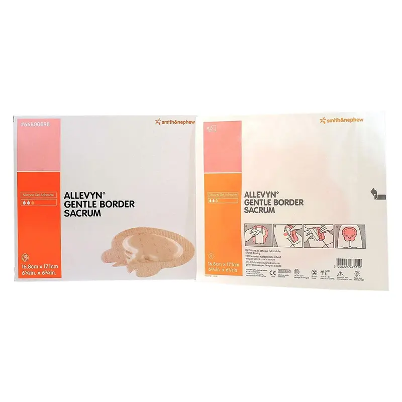 Allevyn Gentle Border Foam Dressing 6-5/8 X 6-3/4 Inch With Border Film Backing Silicone Gel Adhesive Sacral Sterile (776603_BX) 10/BX