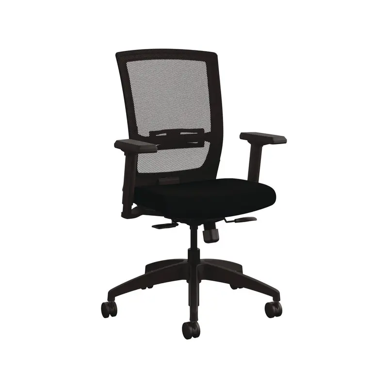 Allsteel Quip Ergonomic Mesh Back Swivel Task Chair, Supports Up to 300 lb, Black Seat, Carbon Back, Black Base (ASZSTNOBLK) Each