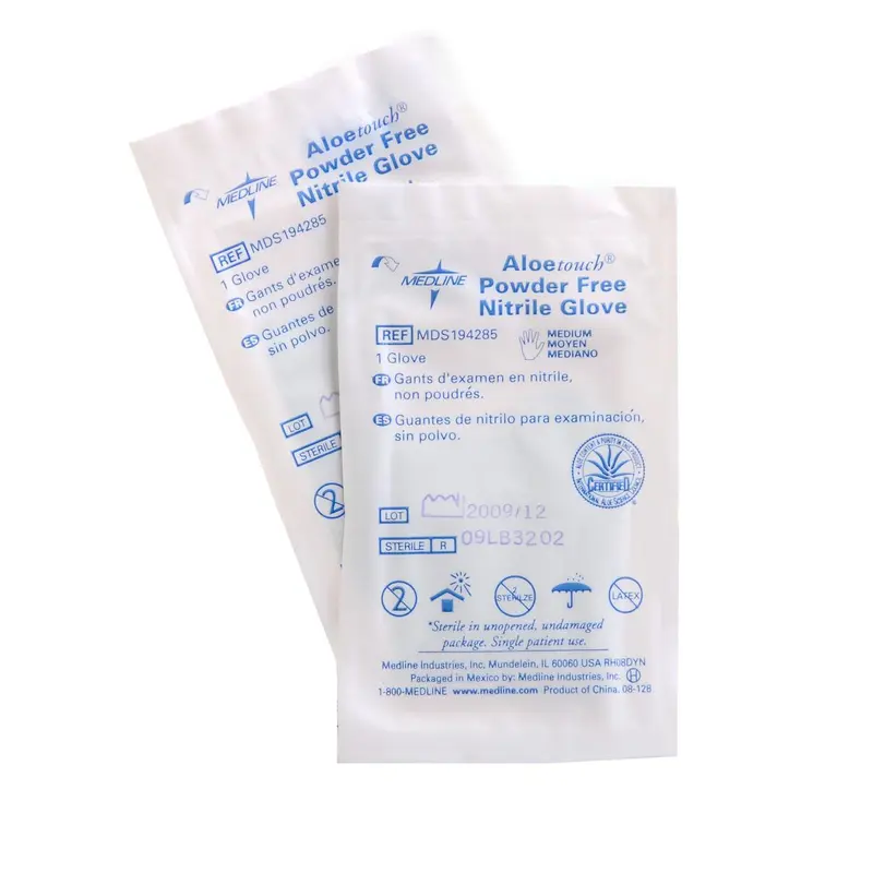AloeTouch Powder-Free Nitrile Exam Glove, Single Glove, Sterile, Size M, 9", 100/BX (MDS194285Z) Box of 100