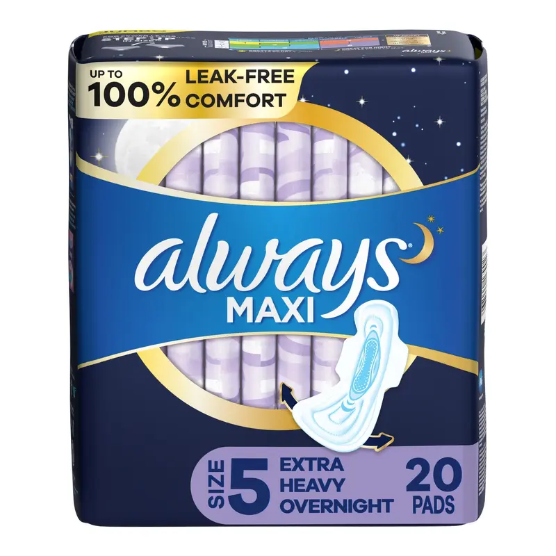 Always Maxi Feminine Pad Overnight Heavy Absorbency (785309_PK) 20/PK