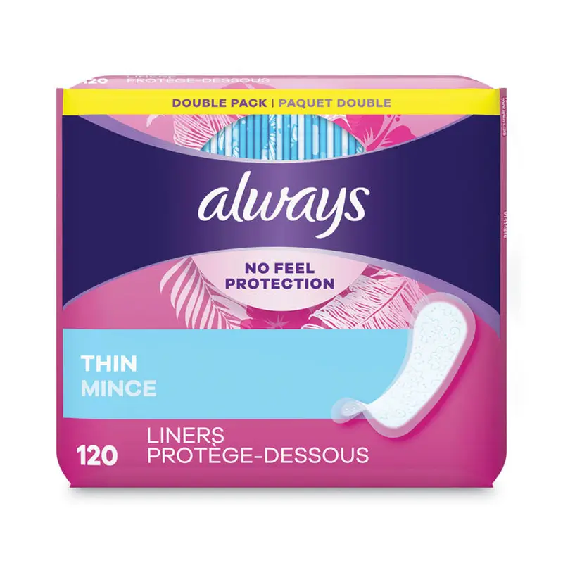 Always Thin Daily Panty Liners, Regular, 120/Pack (PGC10796PK) Pack of 120
