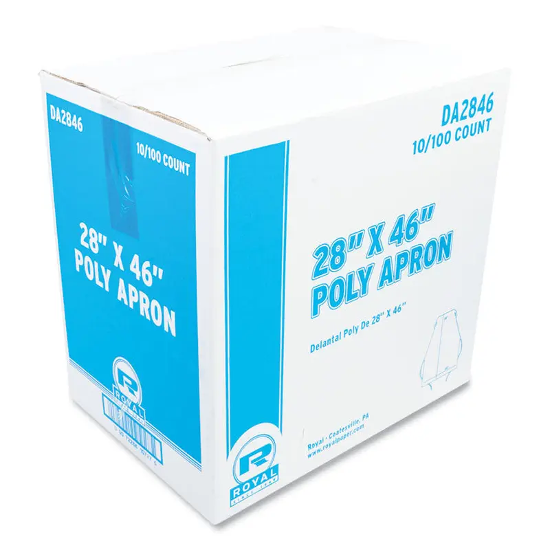 AmerCareRoyal Poly Apron, 28 x 46,  One Size Fits All, White, 100/Pack, 10 Packs/Carton (RPPDA2846) 10 Packs of 100