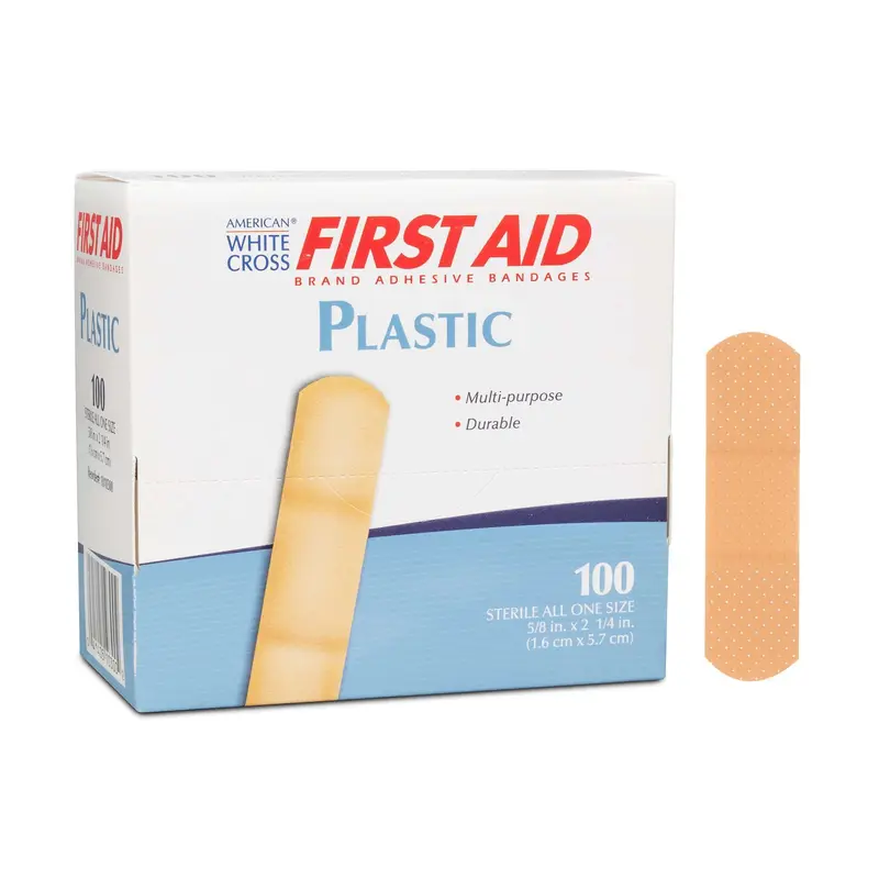 American White Cross Adhesive Strip 5/8 X 2-1/4 Inch Plastic Rectangle Tan Sterile (668783_CS) 1200/CS