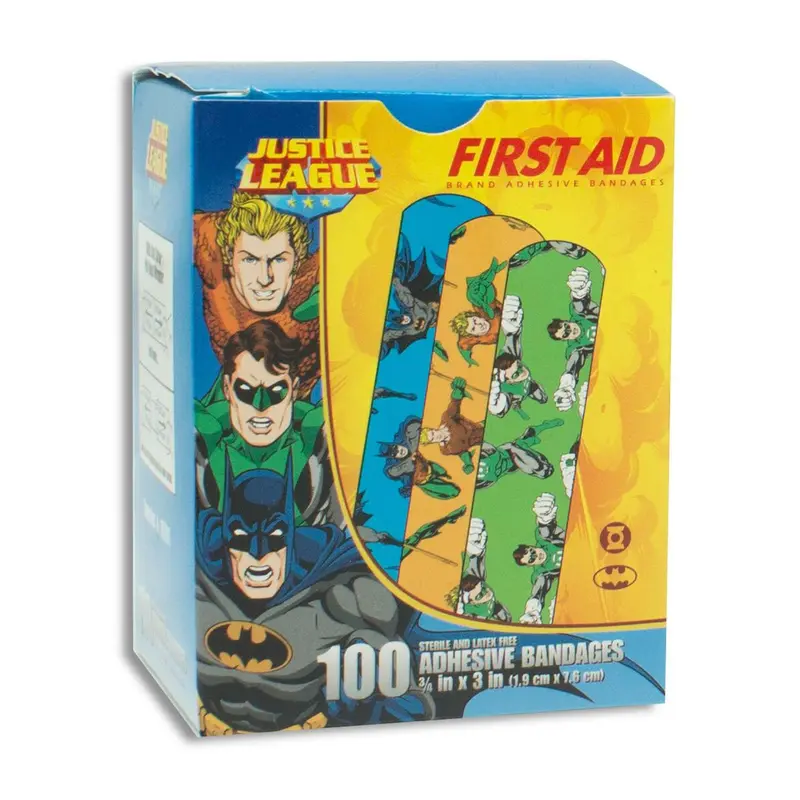 American White Cross Stat Strip Adhesive Strip 3/4 X 3 Inch Plastic Rectangle Kid Design (Batman / Green Lantern / Aquaman) Sterile (928132_CS) 12/CS