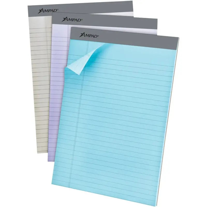 Ampad Pastel Micro-Perforated Legal Ruled Pads, 60 pt., 8 1/2" x 11" (TOP20602R) Pack of 6